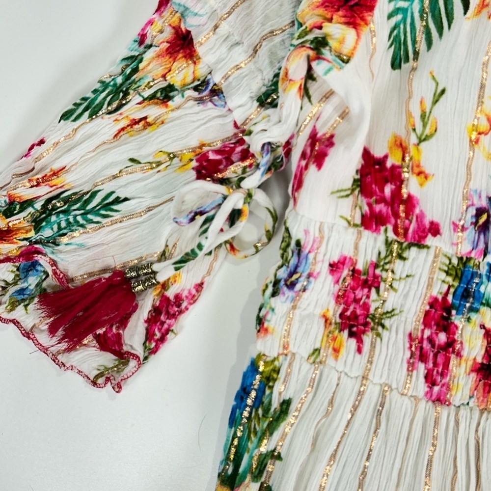 Me 2 Magic Boho Viscose Floral Smocked Waist Midi Dress Size L - Picture 7 of 16